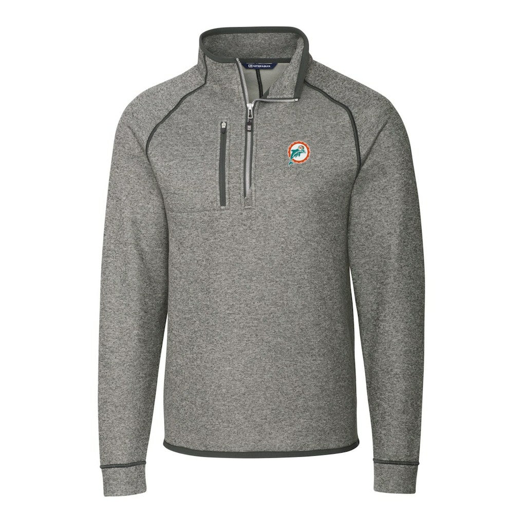 Cutter & Buck Mainsail Sweater-Knit Big & Tall Half-Zip Pullover Jacket - Miami Dolphins Pullover