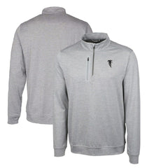 Cutter & Buck Stealth Heathered Big & Tall Throwback Logo Quarter-Zip Pullover Top - Atlanta Falcons Pullover