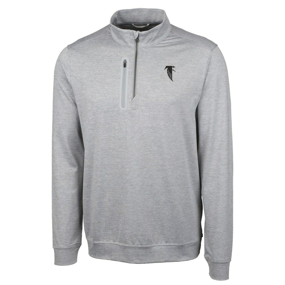 Cutter & Buck Stealth Heathered Big & Tall Throwback Logo Quarter-Zip Pullover Top - Atlanta Falcons Pullover