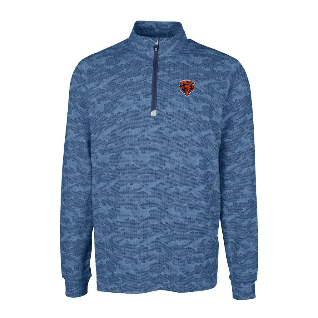 Cutter & Buck Throwback Logo Big & Tall Traverse Camo Print Stretch Quarter-Zip Pullover Top - Chicago Bears Pullover