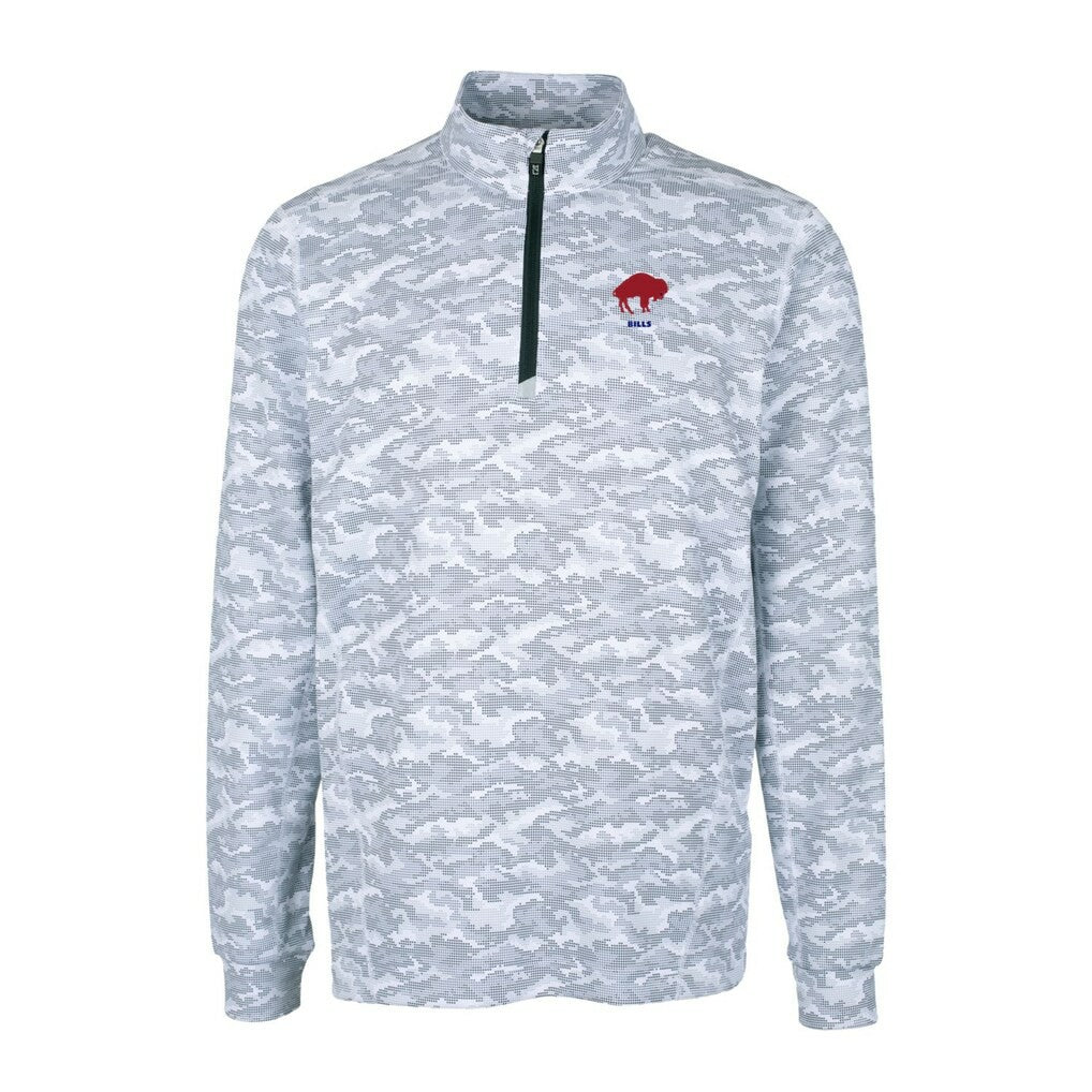 Cutter & Buck Throwback Logo Big & Tall Traverse Camo Print Stretch Quarter-Zip Pullover Top - Buffalo Bills Pullover