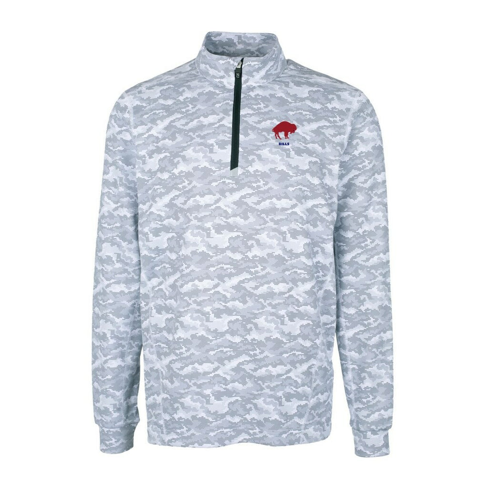 Cutter & Buck Throwback Logo Big & Tall Traverse Camo Print Stretch Quarter-Zip Pullover Top - Buffalo Bills Pullover