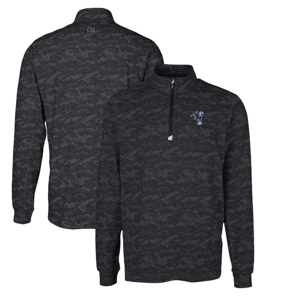 Cutter & Buck Throwback Logo Big & Tall Traverse Camo Print Stretch Quarter-Zip Pullover Top - Indianapolis Colts Pullover