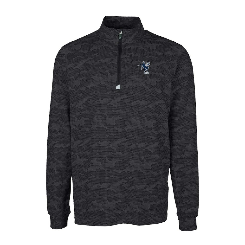 Cutter & Buck Throwback Logo Big & Tall Traverse Camo Print Stretch Quarter-Zip Pullover Top - Indianapolis Colts Pullover