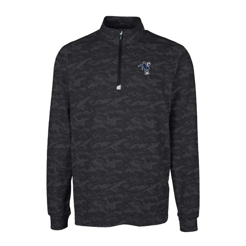 Cutter & Buck Throwback Logo Big & Tall Traverse Camo Print Stretch Quarter-Zip Pullover Top - Indianapolis Colts Pullover