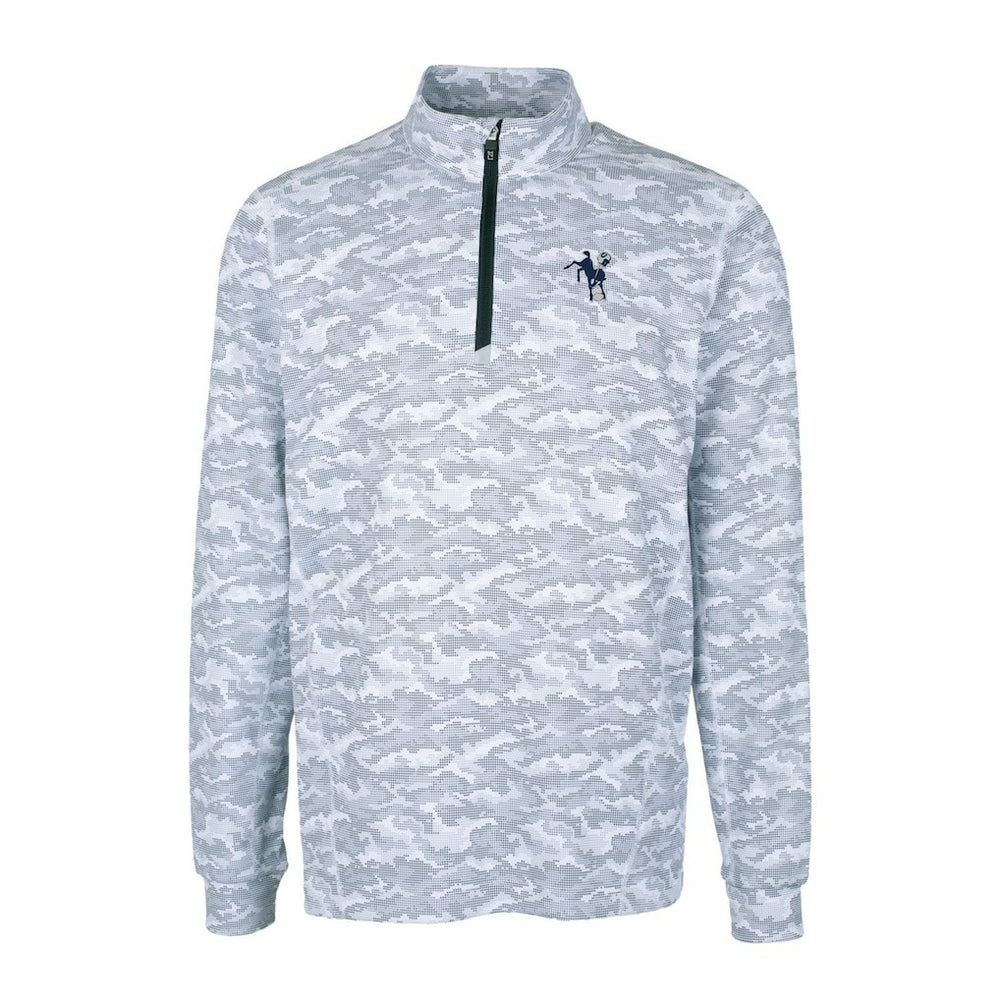 Cutter & Buck Throwback Logo Big & Tall Traverse Camo Print Stretch Quarter-Zip Pullover Top - Indianapolis Colts Pullover