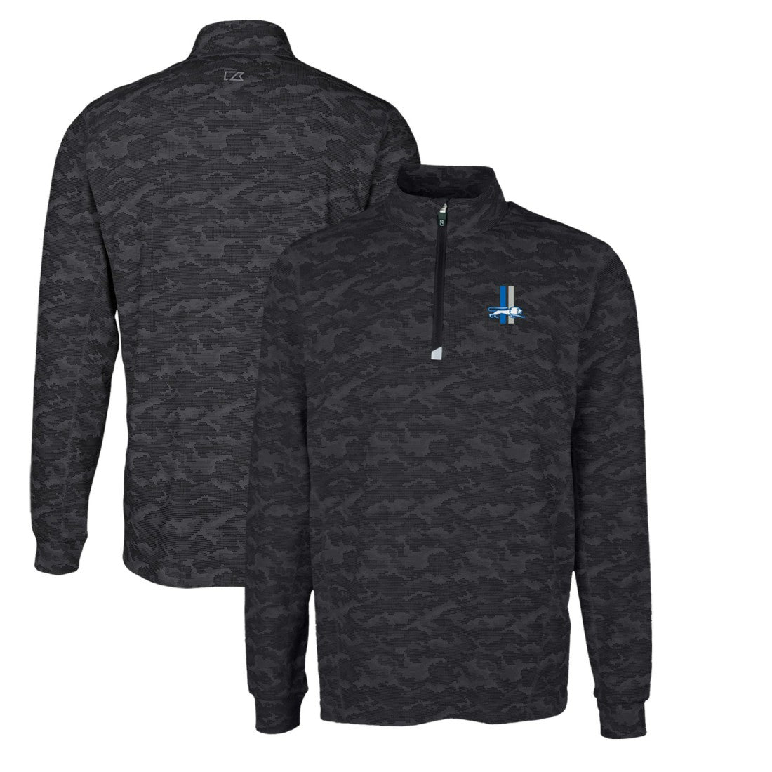 Cutter & Buck Throwback Logo Big & Tall Traverse Camo Print Stretch Quarter-Zip Pullover Top - Detroit Lions Pullover