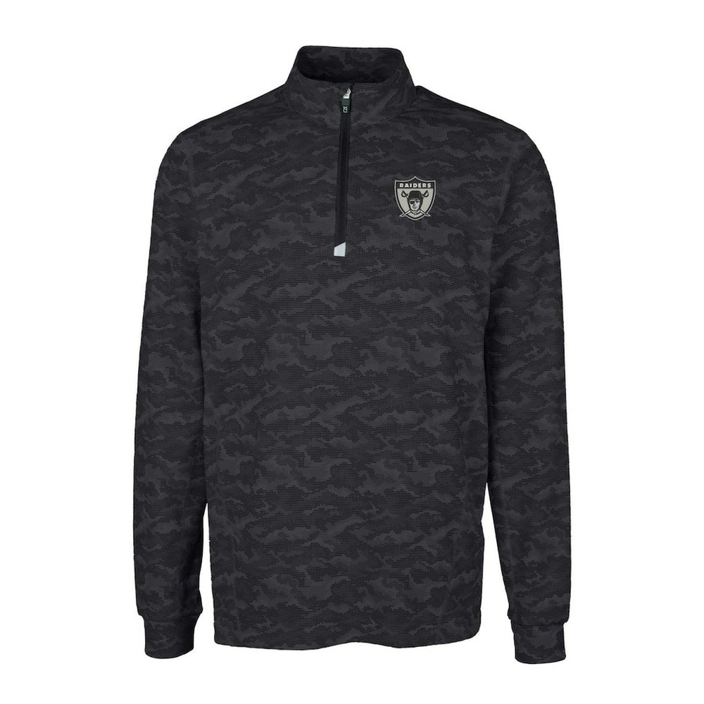 Cutter & Buck Throwback Logo Big & Tall Traverse Camo Print Stretch Quarter-Zip Pullover Top - Las Vegas Raiders Pullover