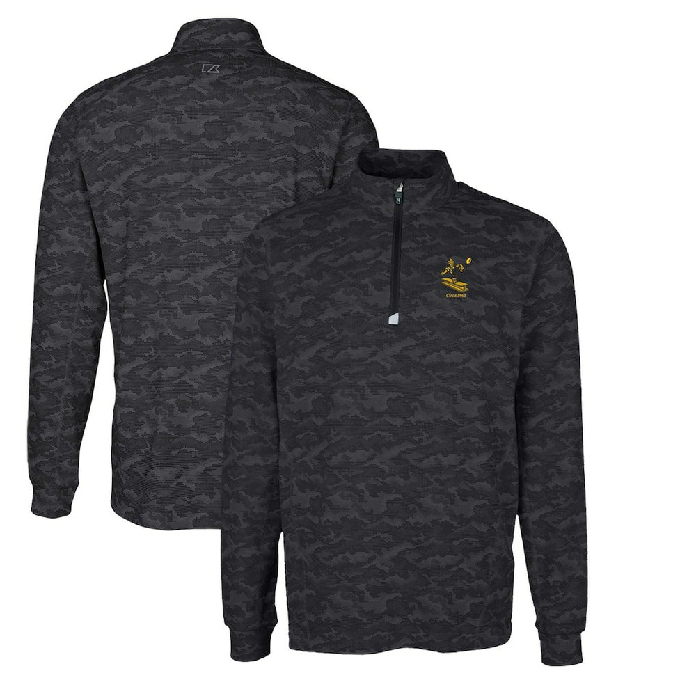 Cutter & Buck Throwback Logo Big & Tall Traverse Camo Print Stretch Quarter-Zip Pullover Top - Pittsburgh Steelers Pullover