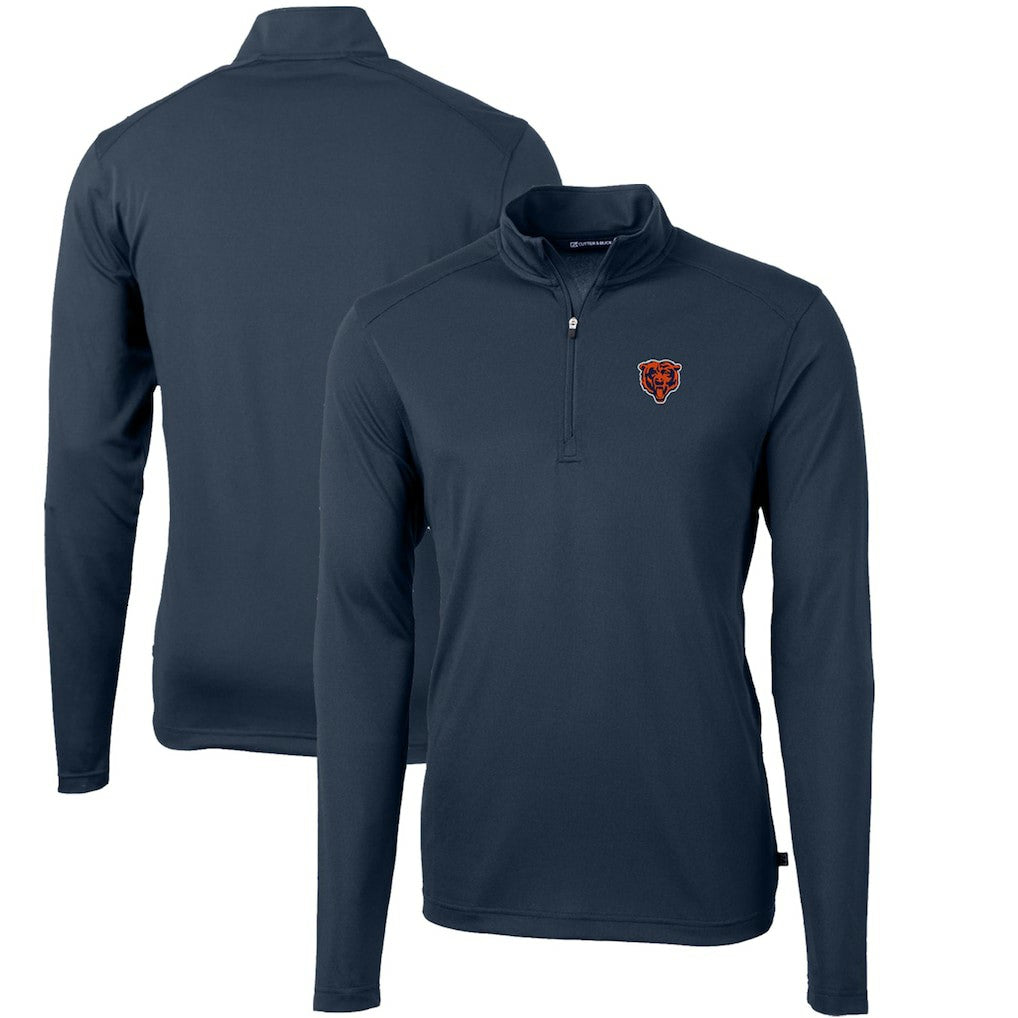 Cutter & Buck Throwback Logo Virtue Eco Pique Recycled Quarter-Zip Big & Tall Pullover Top - Chicago Bears Pullover