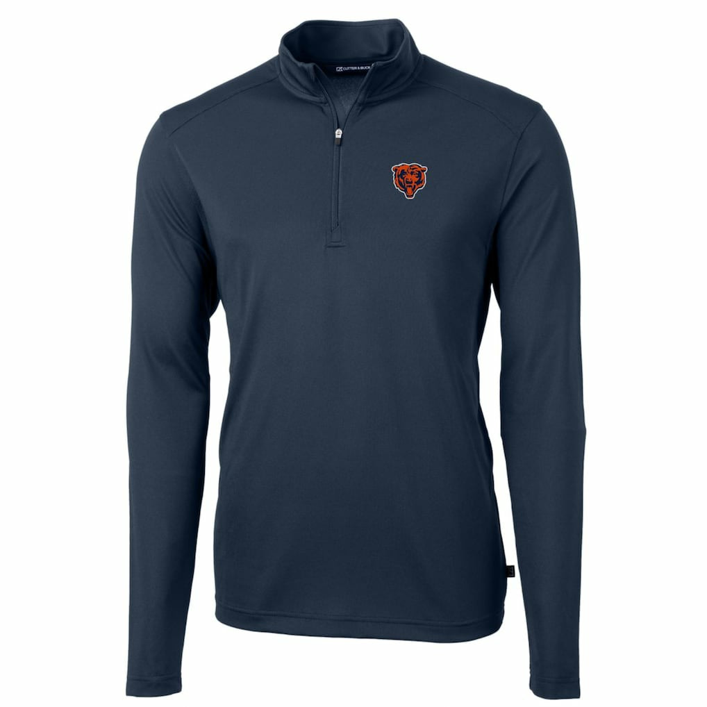 Cutter & Buck Throwback Logo Virtue Eco Pique Recycled Quarter-Zip Big & Tall Pullover Top - Chicago Bears Pullover