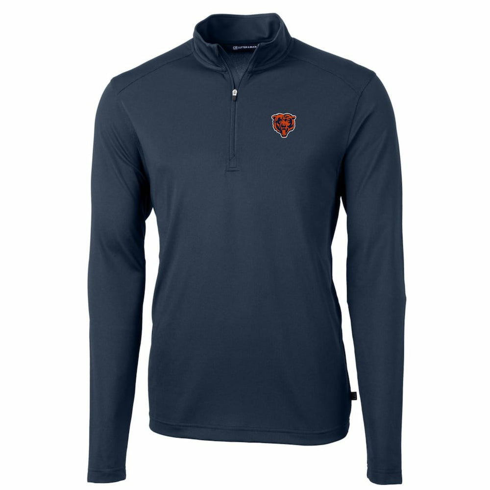 Cutter & Buck Throwback Logo Virtue Eco Pique Recycled Quarter-Zip Big & Tall Pullover Top - Chicago Bears Pullover