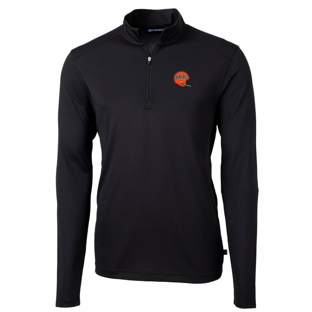 Cutter & Buck Throwback Logo Virtue Eco Pique Recycled Quarter-Zip Big & Tall Pullover Top - Cincinnati Bengals Pullover