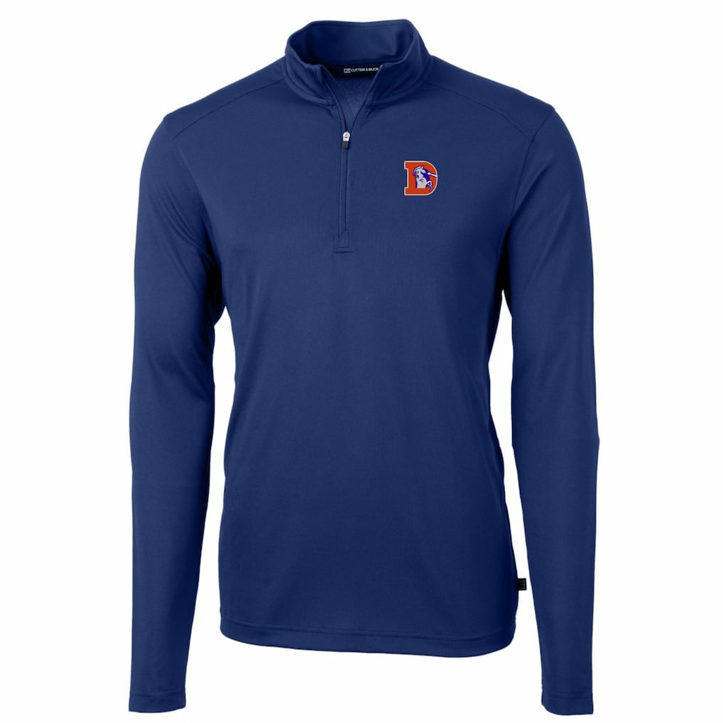 Cutter & Buck Throwback Logo Virtue Eco Pique Recycled Quarter-Zip Big & Tall Pullover Top - Denver Broncos Pullover