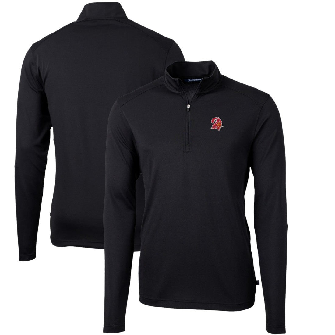 Cutter & Buck Throwback Logo Virtue Eco Pique Recycled Quarter-Zip Big & Tall Pullover Top - Tampa Bay Buccaneers Pullover