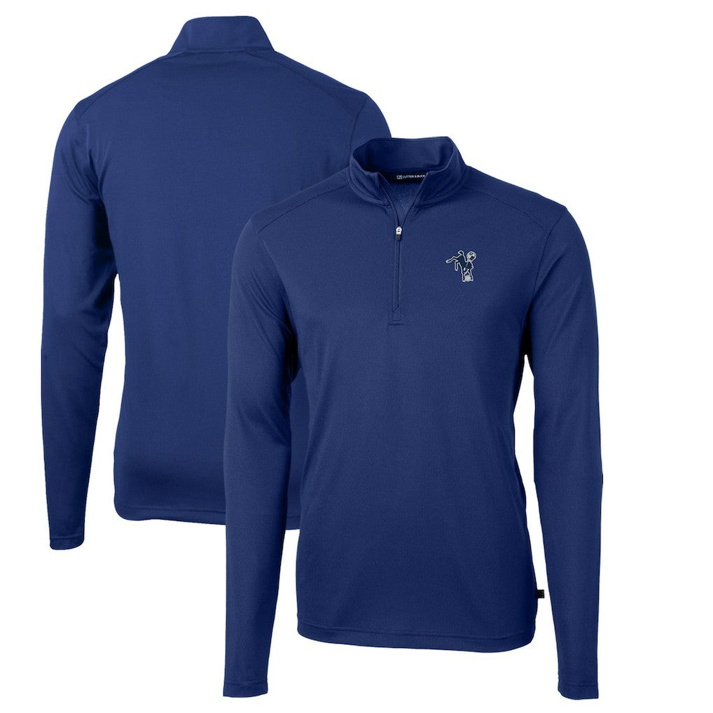 Cutter & Buck Throwback Logo Virtue Eco Pique Recycled Quarter-Zip Big & Tall Pullover Top - Indianapolis Colts Pullover