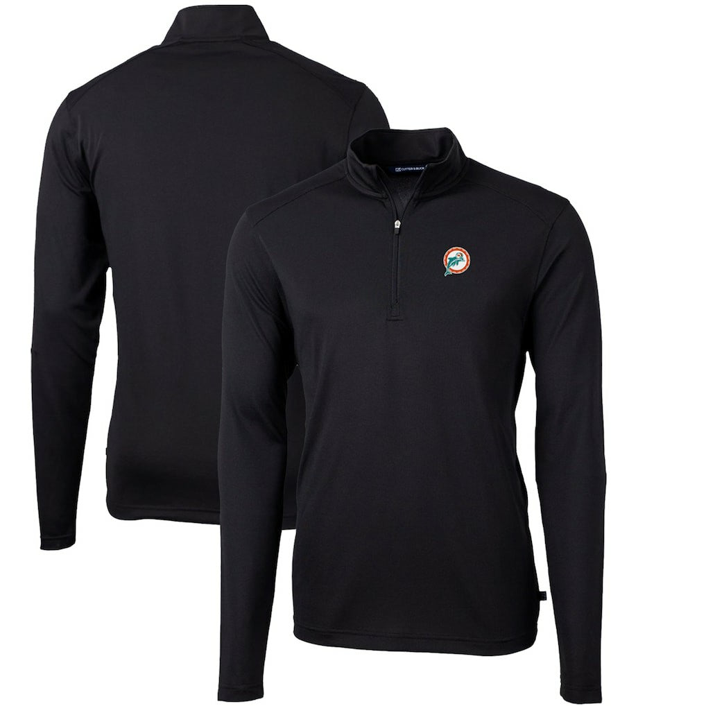 Cutter & Buck Throwback Logo Virtue Eco Pique Recycled Quarter-Zip Big & Tall Pullover Top - Miami Dolphins Pullover