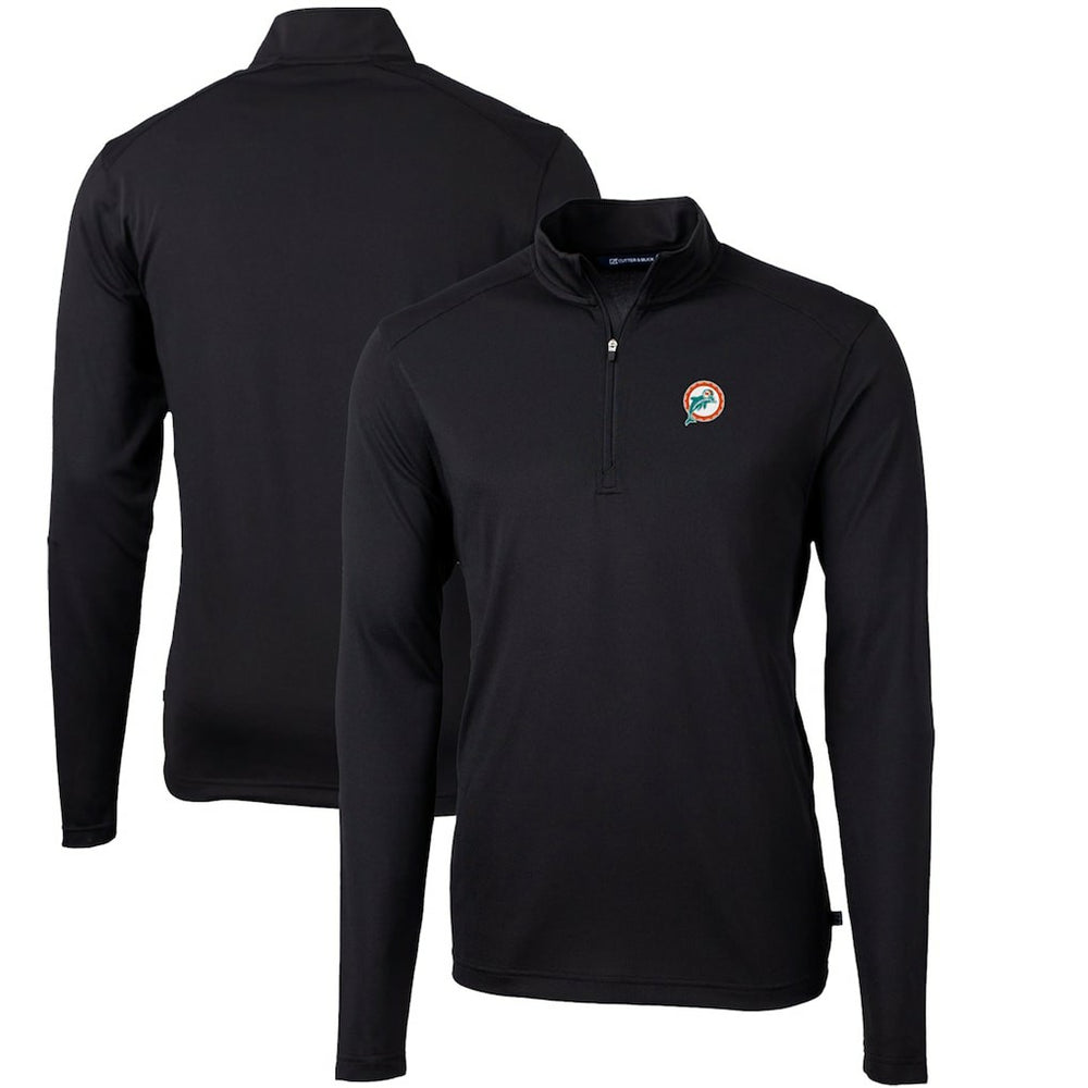 Cutter & Buck Throwback Logo Virtue Eco Pique Recycled Quarter-Zip Big & Tall Pullover Top - Miami Dolphins Pullover