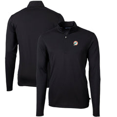 Cutter & Buck Throwback Logo Virtue Eco Pique Recycled Quarter-Zip Big & Tall Pullover Top - Miami Dolphins Pullover