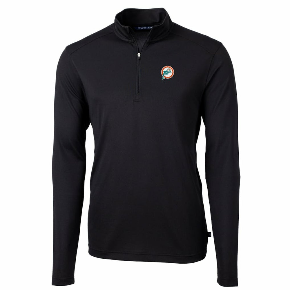 Cutter & Buck Throwback Logo Virtue Eco Pique Recycled Quarter-Zip Big & Tall Pullover Top - Miami Dolphins Pullover