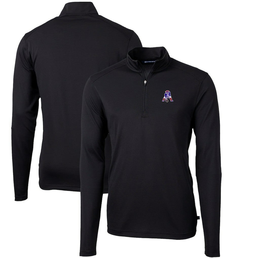 Cutter & Buck Throwback Logo Virtue Eco Pique Recycled Quarter-Zip Big & Tall Pullover Top - New England Patriots Pullover