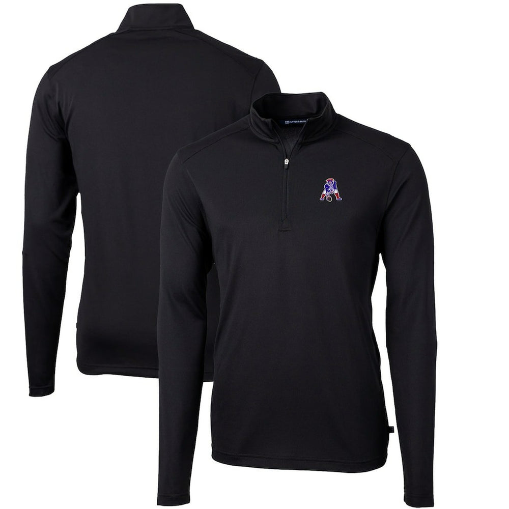 Cutter & Buck Throwback Logo Virtue Eco Pique Recycled Quarter-Zip Big & Tall Pullover Top - New England Patriots Pullover