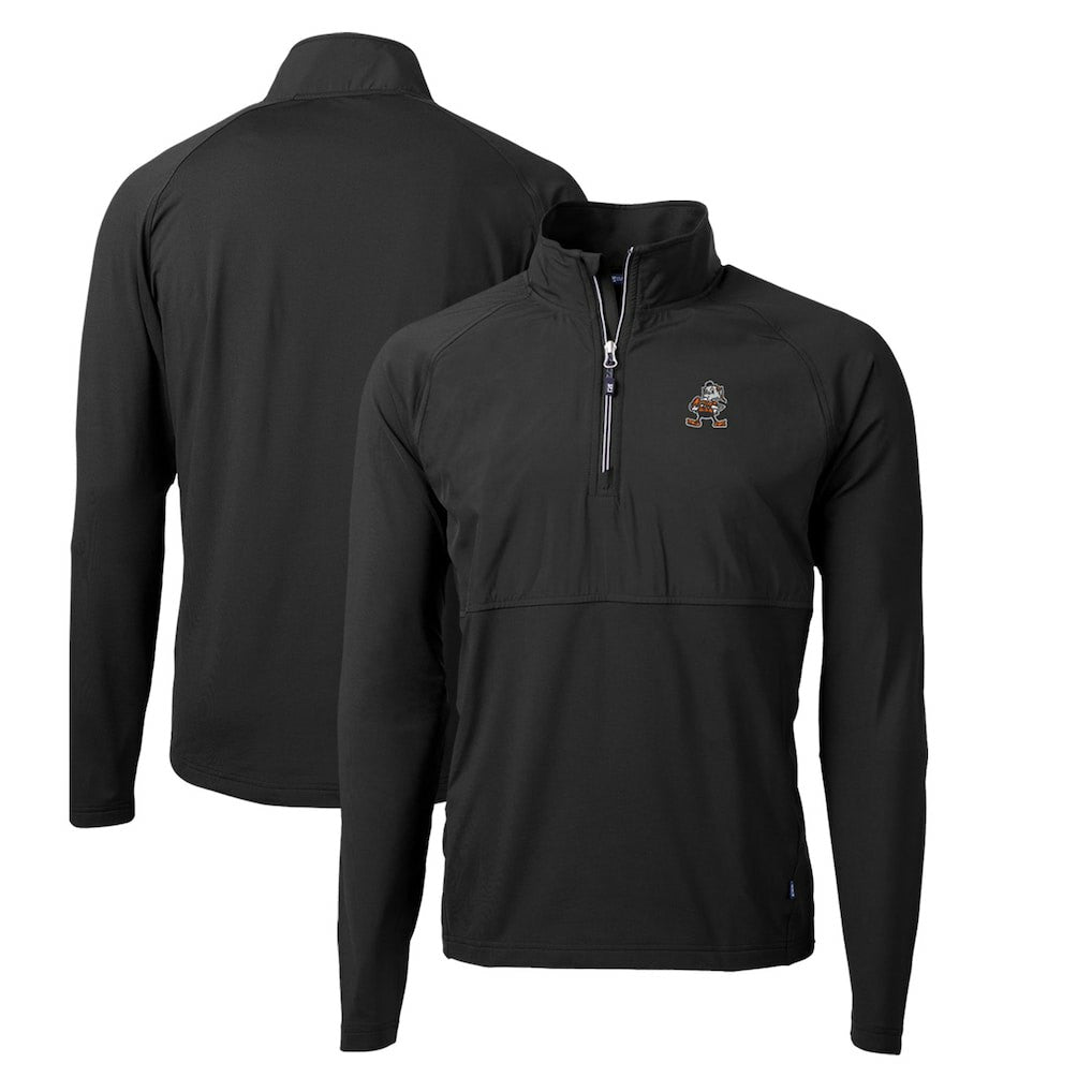 Cutter & Buck Adapt Eco Knit Hybrid Recycled Quarter-Zip Throwback Pullover Top - Cleveland Browns Pullover