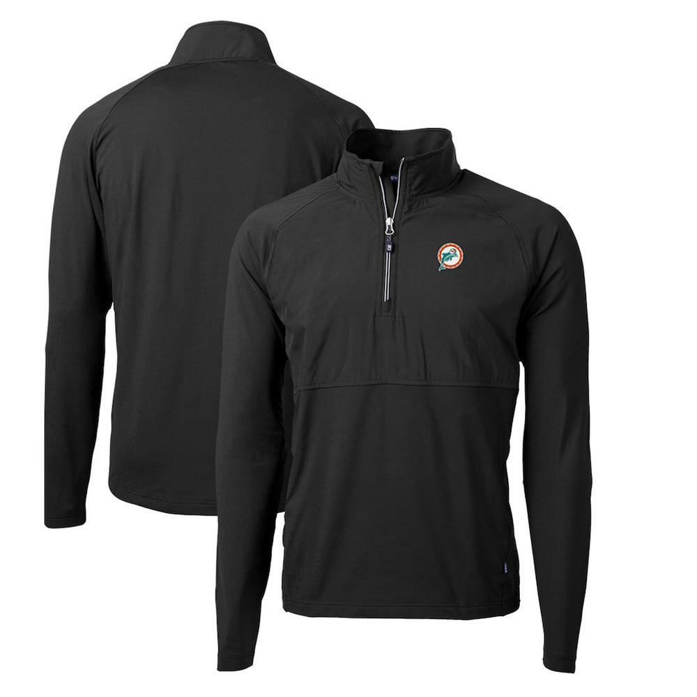 Cutter & Buck Adapt Eco Knit Hybrid Recycled Quarter-Zip Throwback Pullover Top - Miami Dolphins Pullover