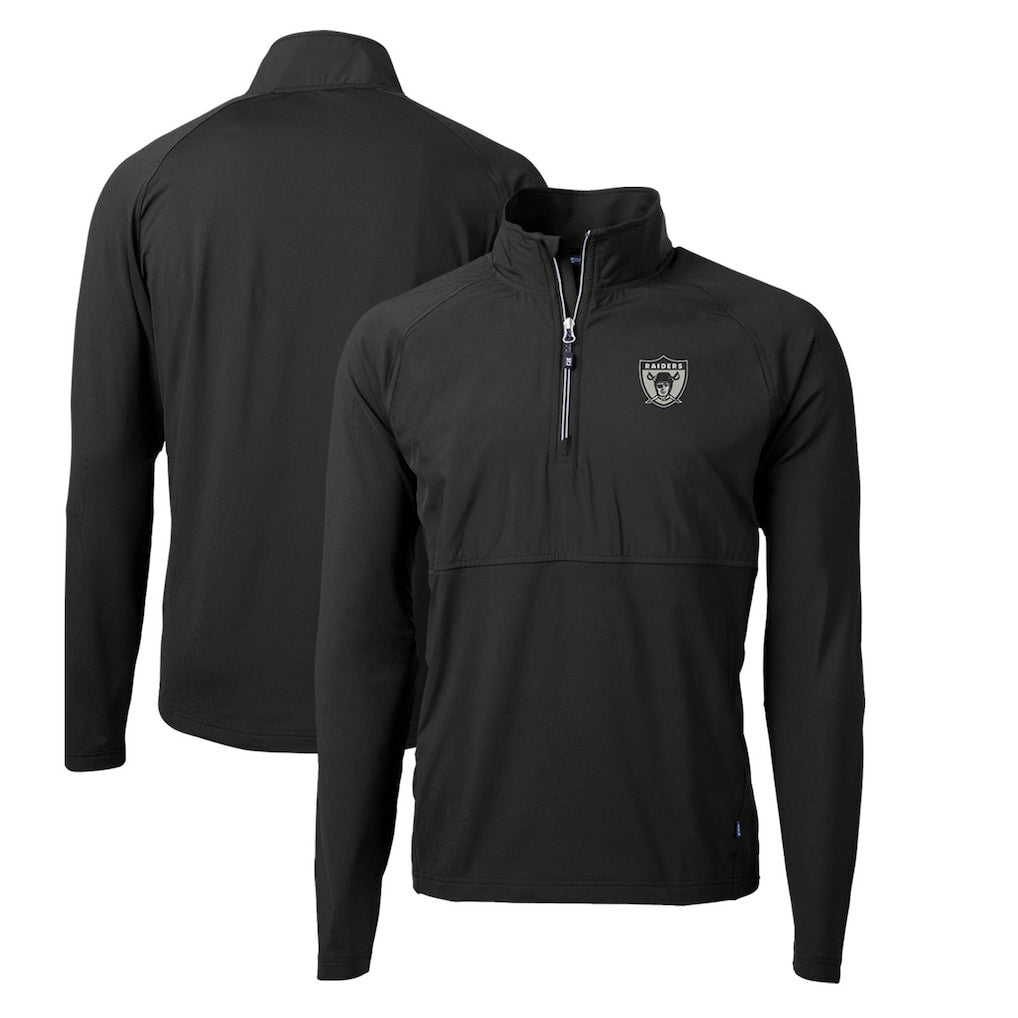 Cutter & Buck Adapt Eco Knit Hybrid Recycled Quarter-Zip Throwback Pullover Top - Las Vegas Raiders Pullover