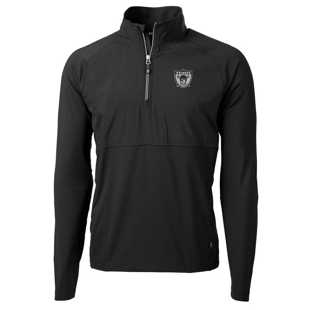 Cutter & Buck Adapt Eco Knit Hybrid Recycled Quarter-Zip Throwback Pullover Top - Las Vegas Raiders Pullover