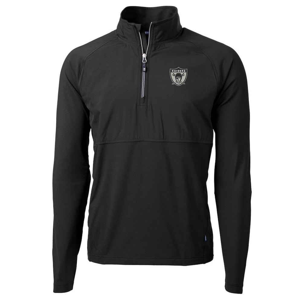 Cutter & Buck Adapt Eco Knit Hybrid Recycled Quarter-Zip Throwback Pullover Top - Las Vegas Raiders Pullover