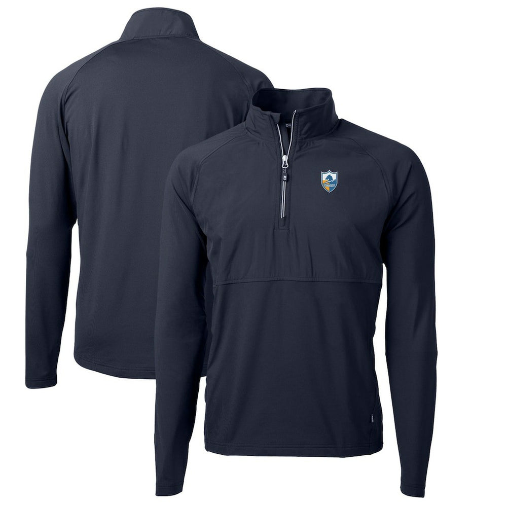 Cutter & Buck Adapt Eco Knit Hybrid Recycled Quarter-Zip Throwback Pullover Top - Los Angeles Chargers Pullover