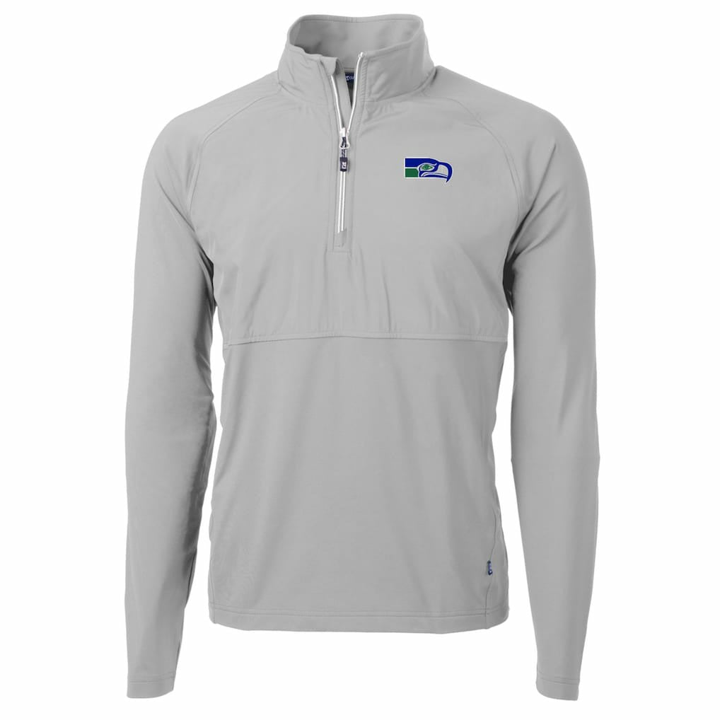 Cutter & Buck Adapt Eco Knit Hybrid Recycled Quarter-Zip Throwback Pullover Top - Seattle Seahawks Pullover