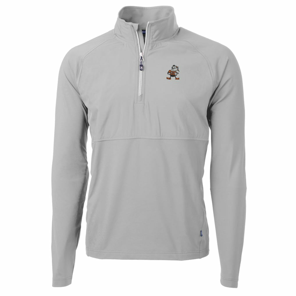 Cutter & Buck Adapt Eco Knit Hybrid Recycled Quarter-Zip Throwback Pullover Top - Cleveland Browns Pullover