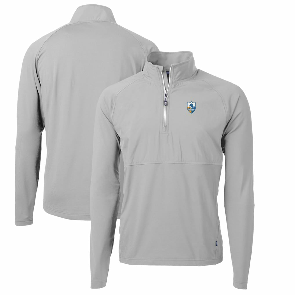 Cutter & Buck Adapt Eco Knit Hybrid Recycled Quarter-Zip Throwback Pullover Top - Los Angeles Chargers Pullover