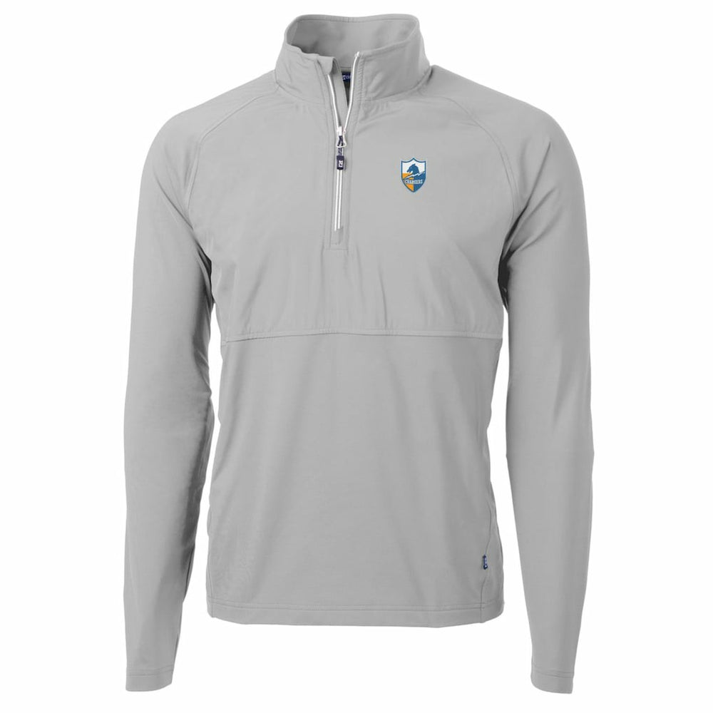 Cutter & Buck Adapt Eco Knit Hybrid Recycled Quarter-Zip Throwback Pullover Top - Los Angeles Chargers Pullover