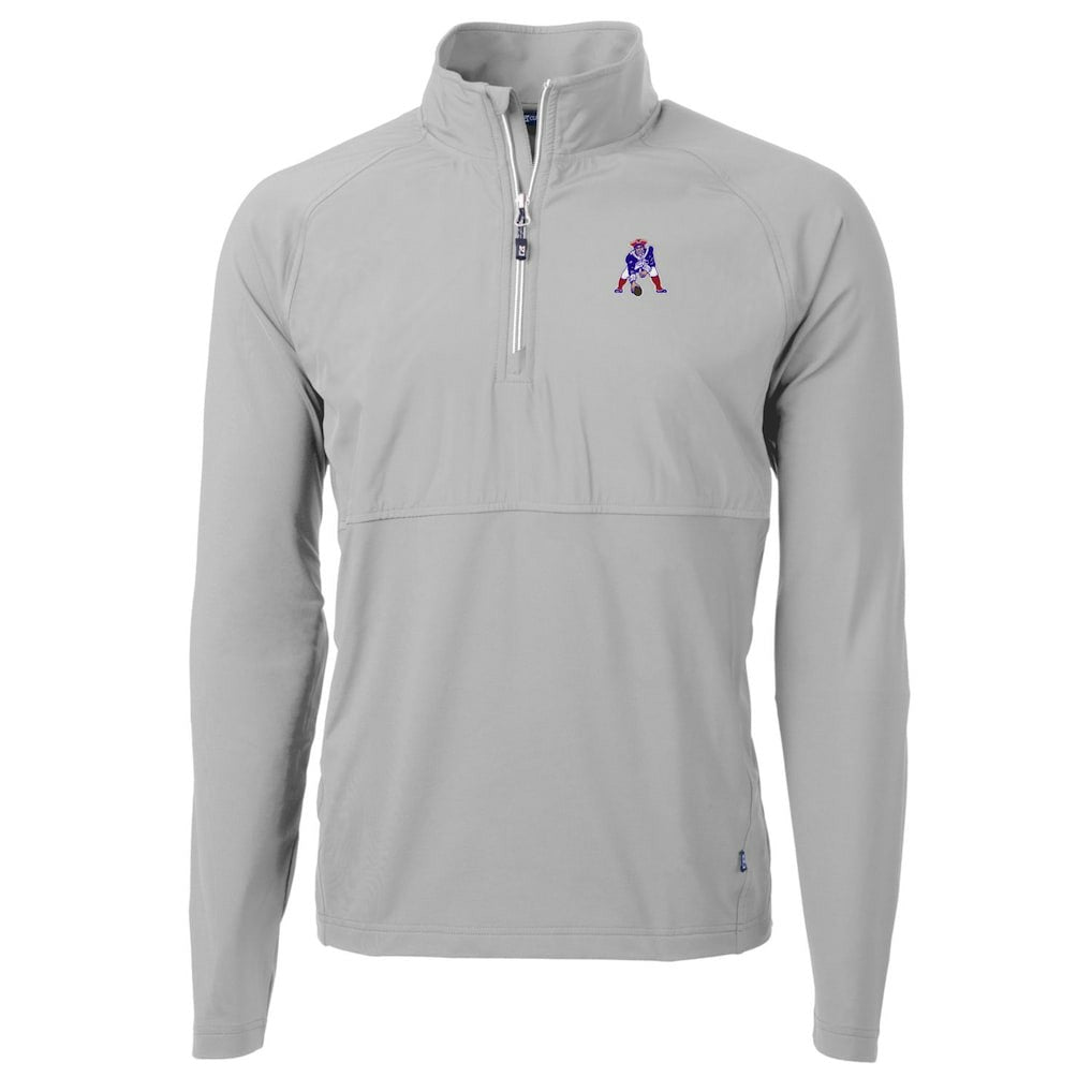 Cutter & Buck Adapt Eco Knit Hybrid Recycled Quarter-Zip Throwback Pullover Top - New England Patriots Pullover