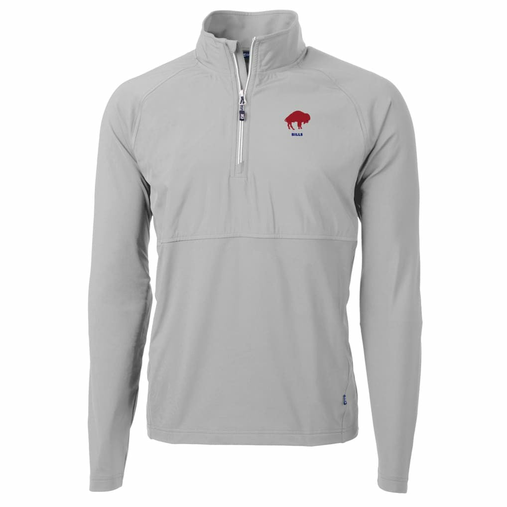 Cutter & Buck Adapt Eco Knit Hybrid Recycled Quarter-Zip Throwback Pullover Top - Buffalo Bills Pullover