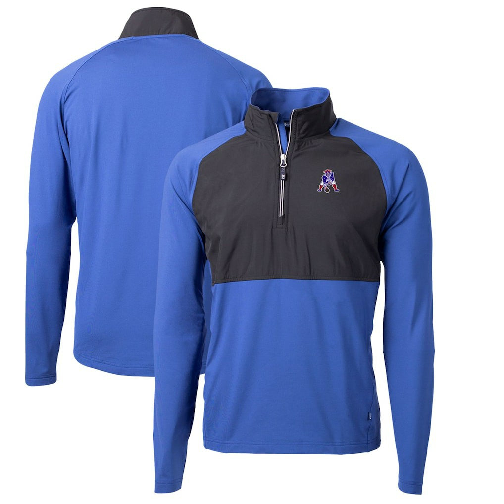 Cutter & Buck Adapt Eco Knit Hybrid Recycled Quarter-Zip Throwback Pullover Top - New England Patriots Pullover