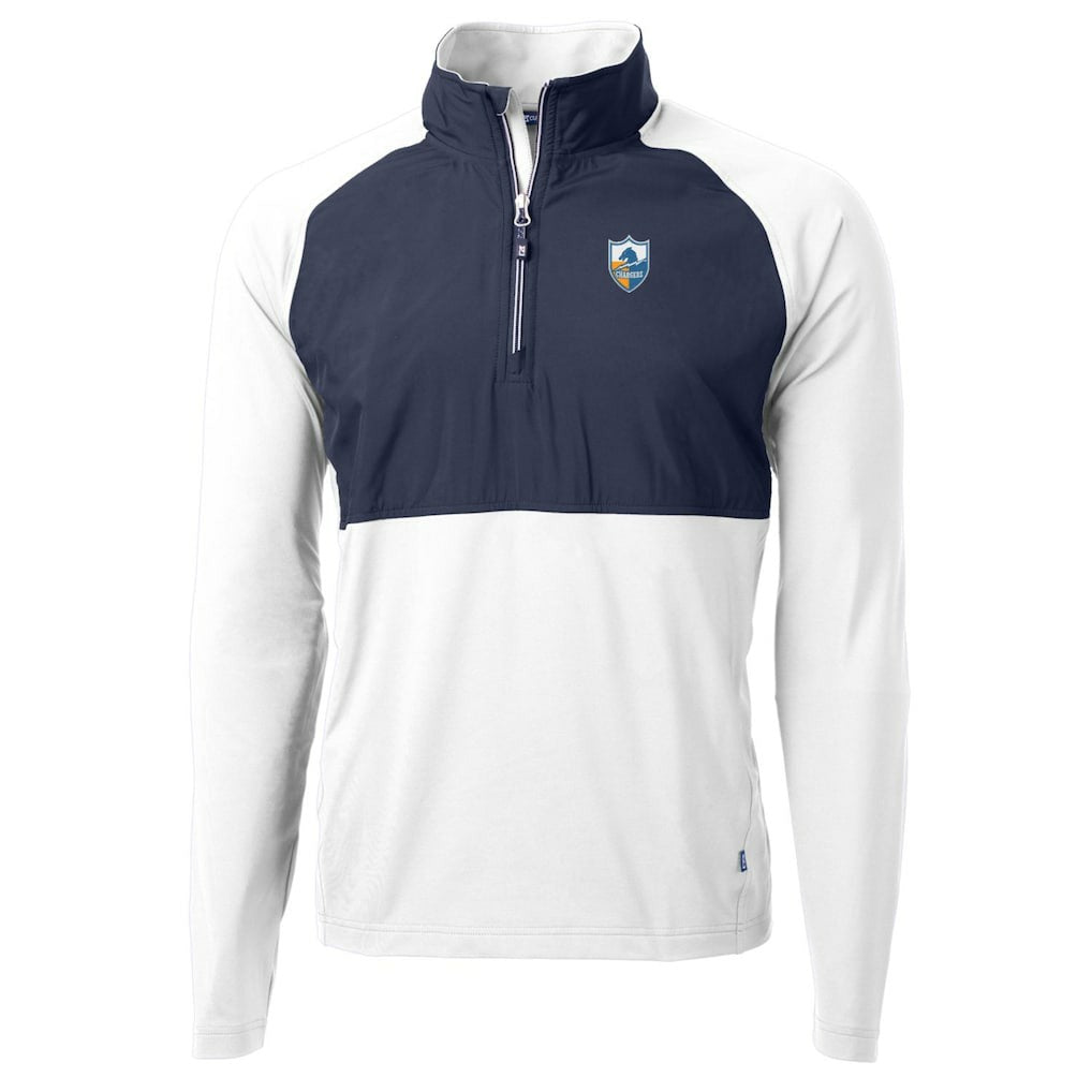 Cutter & Buck Adapt Eco Knit Hybrid Recycled Quarter-Zip Throwback Pullover Top - Los Angeles Chargers Pullover