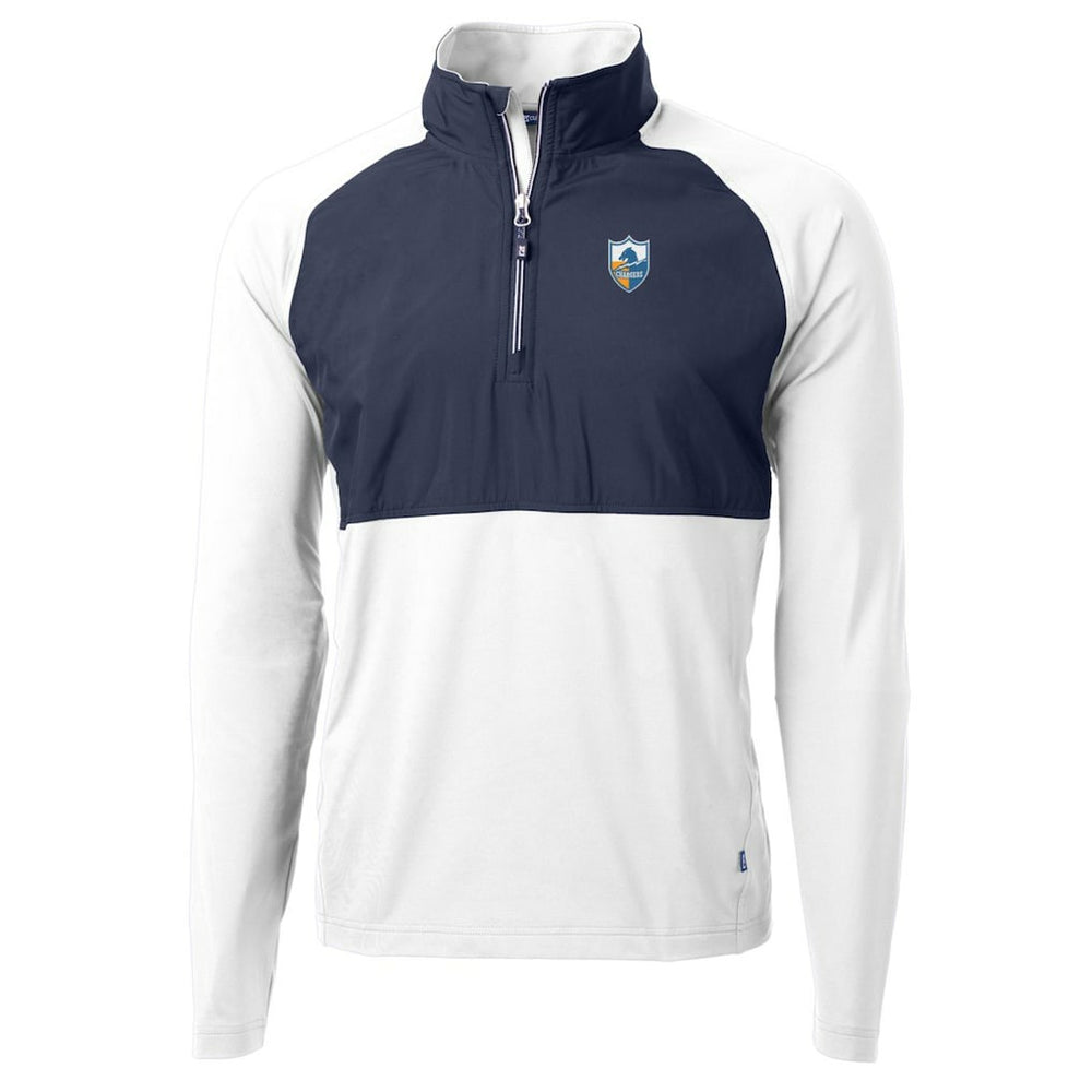 Cutter & Buck Adapt Eco Knit Hybrid Recycled Quarter-Zip Throwback Pullover Top - Los Angeles Chargers Pullover