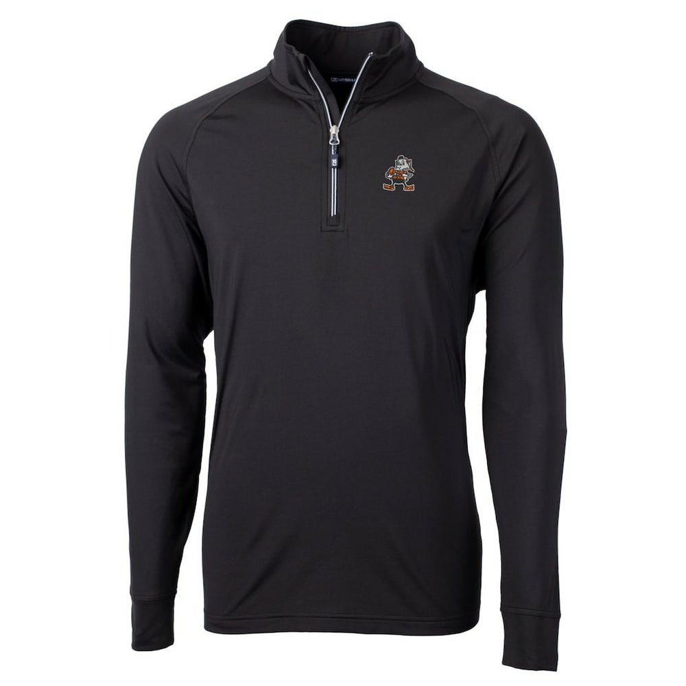 Cutter & Buck Adapt Eco Knit Stretch Recycled Quarter-Zip Throwback Pullover Top - Cleveland Browns Pullover