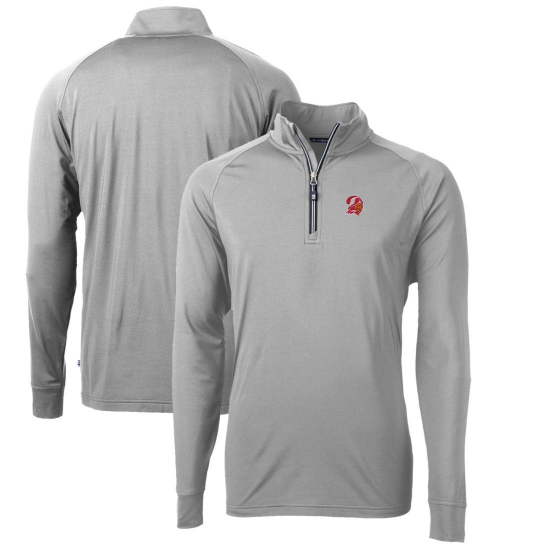Cutter & Buck Adapt Eco Knit Stretch Recycled Quarter-Zip Throwback Pullover Top - Tampa Bay Buccaneers Pullover