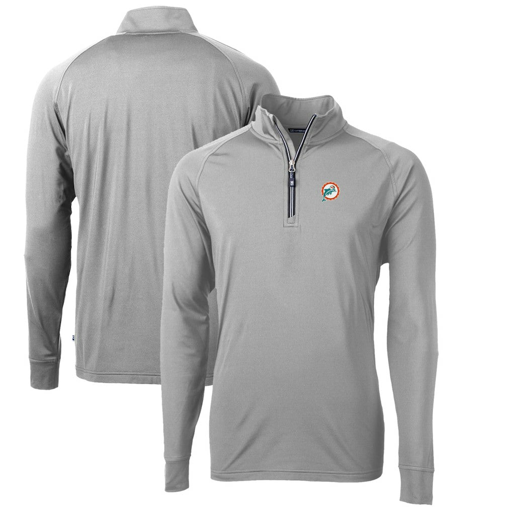 Cutter & Buck Adapt Eco Knit Stretch Recycled Quarter-Zip Throwback Pullover Top - Miami Dolphins Pullover