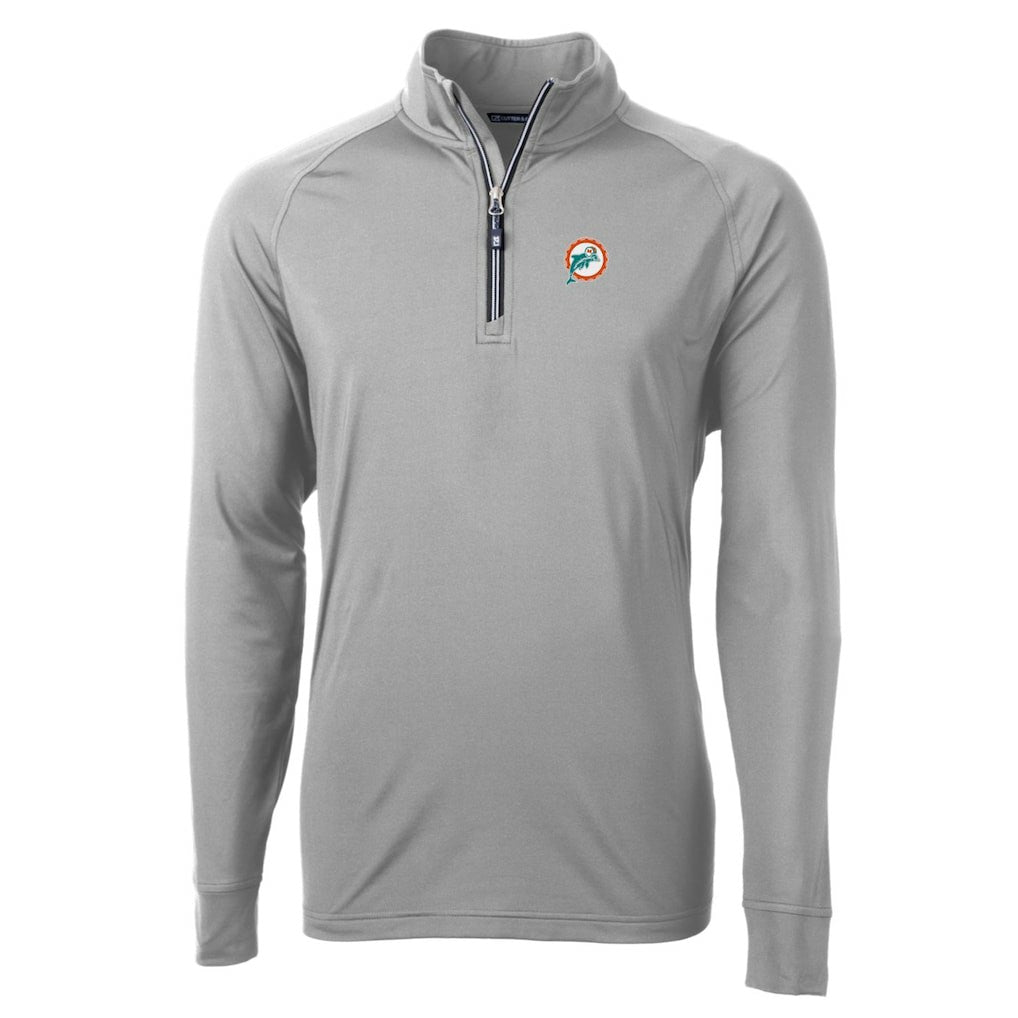 Cutter & Buck Adapt Eco Knit Stretch Recycled Quarter-Zip Throwback Pullover Top - Miami Dolphins Pullover