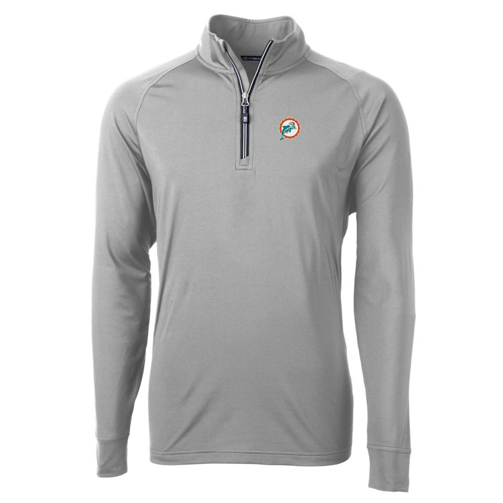 Cutter & Buck Adapt Eco Knit Stretch Recycled Quarter-Zip Throwback Pullover Top - Miami Dolphins Pullover