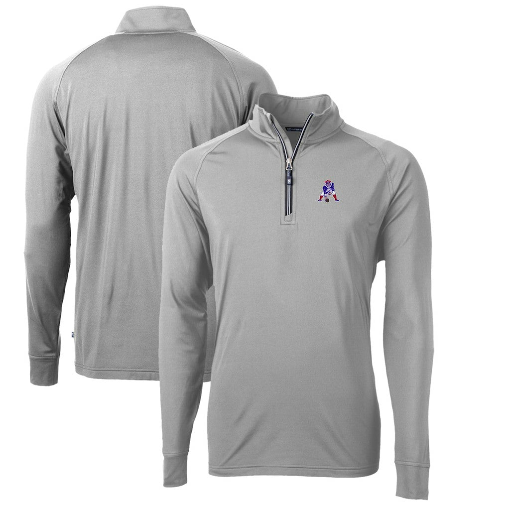 Cutter & Buck Adapt Eco Knit Stretch Recycled Quarter-Zip Throwback Pullover Top - New England Patriots Pullover