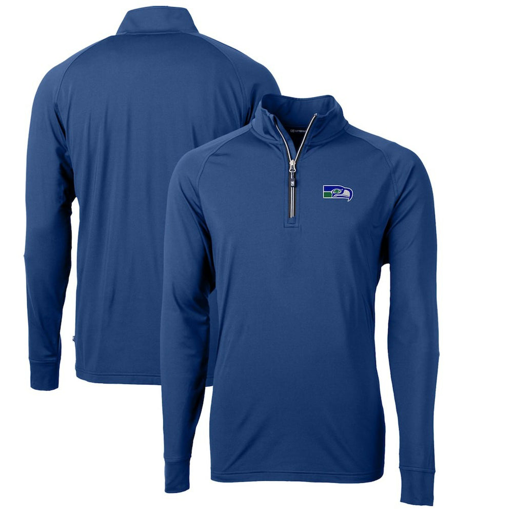 Cutter & Buck Adapt Eco Knit Stretch Recycled Quarter-Zip Throwback Pullover Top - Seattle Seahawks Pullover