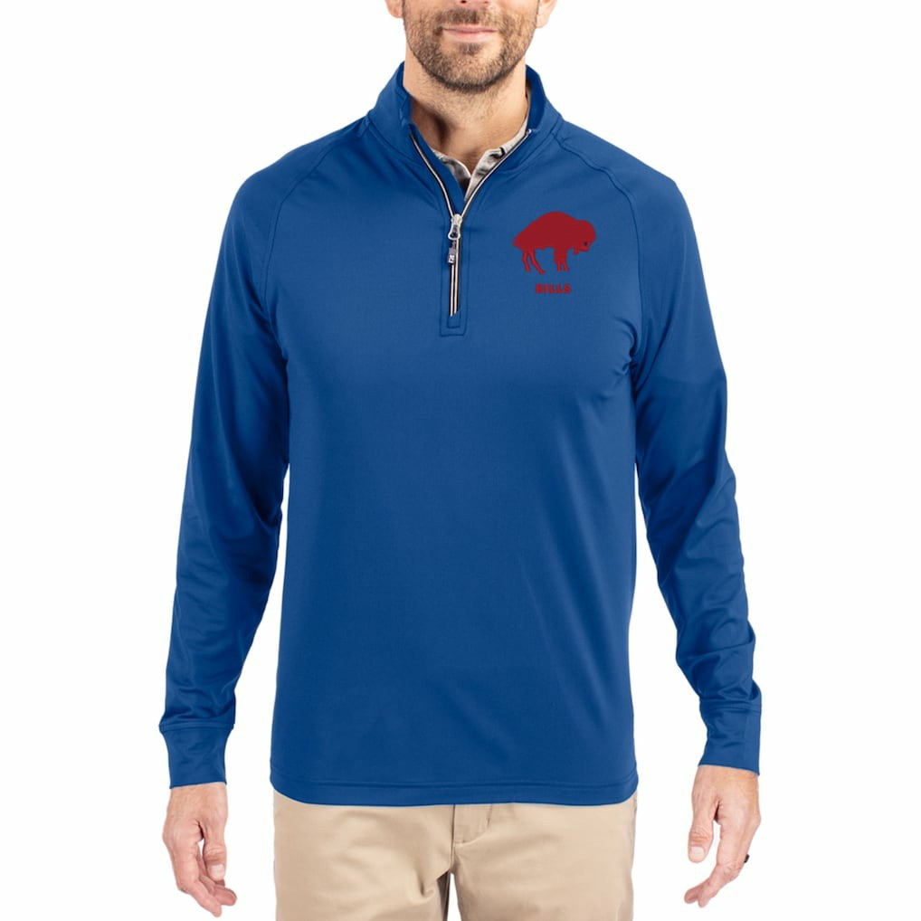 Cutter & Buck Adapt Eco Knit Stretch Recycled Quarter-Zip Throwback Pullover Top - Buffalo Bills Pullover
