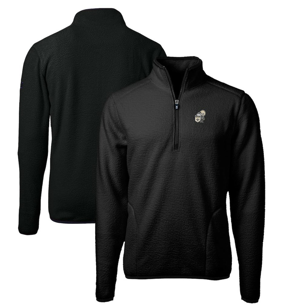 Cutter & Buck Throwback Eco Sherpa Fleece Quarter-Zip Pullover Jacket - New Orleans Saints Pullover